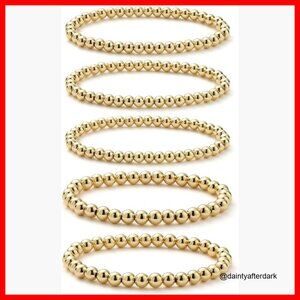 Copper Beaded Stretch Bracelet Set with Cuff Bangle